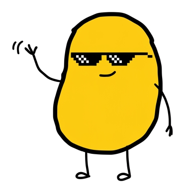 Yellow dude in pixel sunglasses waving