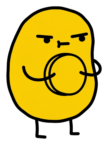 Yellow dude hugging a coin tightly